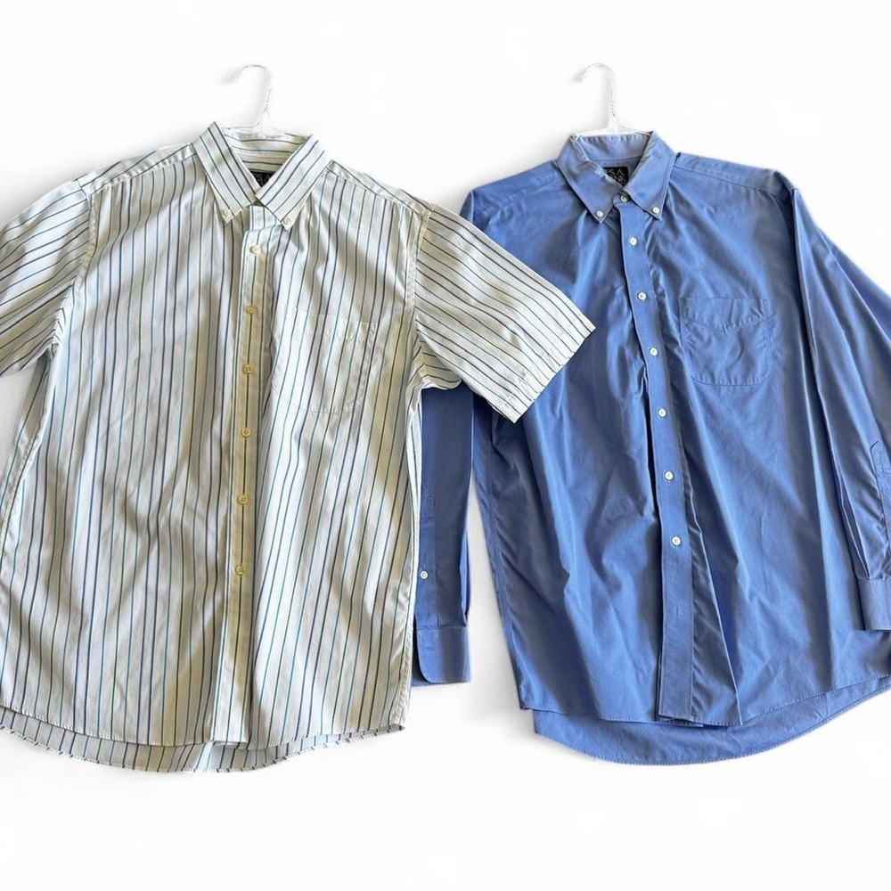 Mens Jos.A.Bank Bkue and White Light Business Dress Buttoned Shirt Large
